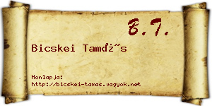 Bicskei Tamás névjegykártya